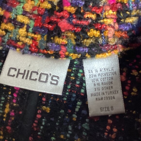 Chico's 0 (S/4) Colorful Tweed Woven Blazer Jacket Button-Front  40S - Picture 7 of 8